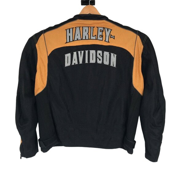 Harley Davidson 2XL Black Orange Motorcycle Riding Jacket Inside Outside Pockets